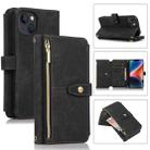 For iPhone 14 Plus Dream 9-Card Wallet Zipper Bag Leather Phone Case(Black) - 1
