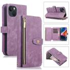 For iPhone 14 Plus Dream 9-Card Wallet Zipper Bag Leather Phone Case(Purple) - 1