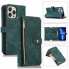 For iPhone 13 Pro Dream 9-Card Wallet Zipper Bag Leather Phone Case(Green) - 1