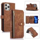 For iPhone 13 Pro Dream 9-Card Wallet Zipper Bag Leather Phone Case(Brown) - 1