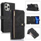 For iPhone 13 Pro Dream 9-Card Wallet Zipper Bag Leather Phone Case(Black) - 1