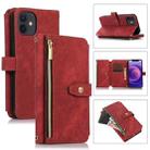 For iPhone 12 mini Dream 9-Card Wallet Zipper Bag Leather Phone Case(Red) - 1