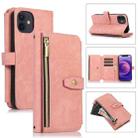 For iPhone 12 Dream 9-Card Wallet Zipper Bag Leather Phone Case(Pink) - 1