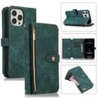 For iPhone 12 Pro Dream 9-Card Wallet Zipper Bag Leather Phone Case(Green) - 1