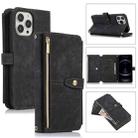 For iPhone 12 Pro Max Dream 9-Card Wallet Zipper Bag Leather Phone Case(Black) - 1