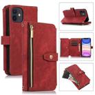 For iPhone 11 Dream 9-Card Wallet Zipper Bag Leather Phone Case(Red) - 1