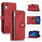 For iPhone XR Dream 9-Card Wallet Zipper Bag Leather Phone Case(Red) - 1