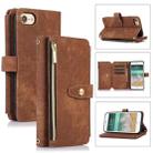 For iPhone SE 2022 / 2020 / 7 / 8 Dream 9-Card Wallet Zipper Bag Leather Phone Case(Brown) - 1