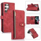 For Samsung Galaxy S23 Ultra 5G Dream 9-Card Wallet Zipper Bag Leather Phone Case(Red) - 1
