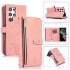 For Samsung Galaxy S22 Ultra 5G Dream 9-Card Wallet Zipper Bag Leather Phone Case(Pink) - 1