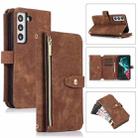 For Samsung Galaxy S21 5G Dream 9-Card Wallet Zipper Bag Leather Phone Case(Brown) - 1