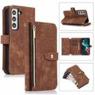For Samsung Galaxy S21+ 5G Dream 9-Card Wallet Zipper Bag Leather Phone Case(Brown) - 1