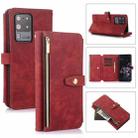 For Samsung Galaxy S20+ Dream 9-Card Wallet Zipper Bag Leather Phone Case(Red) - 1