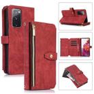 For Samsung Galaxy S20 FE Dream 9-Card Wallet Zipper Bag Leather Phone Case(Red) - 1