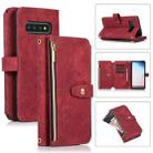For Samsung Galaxy S10 Dream 9-Card Wallet Zipper Bag Leather Phone Case(Red) - 1