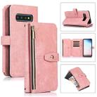 For Samsung Galaxy S10 Dream 9-Card Wallet Zipper Bag Leather Phone Case(Pink) - 1