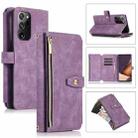 For Samsung Galaxy Note20 Dream 9-Card Wallet Zipper Bag Leather Phone Case(Purple) - 1