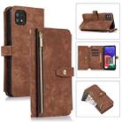 For Samsung Galaxy A22 5G Dream 9-Card Wallet Zipper Bag Leather Phone Case(Brown) - 1