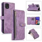 For Samsung Galaxy A22 5G Dream 9-Card Wallet Zipper Bag Leather Phone Case(Purple) - 1