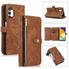 For Samsung Galaxy A13 4G / 5G / A04 / A04s Dream 9-Card Wallet Zipper Bag Leather Phone Case(Brown) - 1