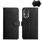 For Honor 80 HT02 Genuine Leather Fingerprint-proof Flip Phone Case(Black) - 1