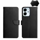 For Honor 80 SE HT02 Genuine Leather Fingerprint-proof Flip Phone Case(Black) - 1