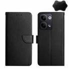 For OPPO Reno9 / Reno9 Pro HT02 Genuine Leather Fingerprint-proof Flip Phone Case(Black) - 1