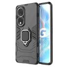 For Honor 80 Pro Shockproof PC + TPU Phone Case with Magnetic Ring Holder(Black) - 1