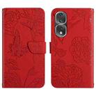 For Honor 80 Pro HT03 Skin Feel Butterfly Embossed Flip Leather Phone Case(Red) - 1