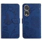 For Honor 80 Pro HT03 Skin Feel Butterfly Embossed Flip Leather Phone Case(Blue) - 1