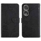 For Honor 80 Pro HT03 Skin Feel Butterfly Embossed Flip Leather Phone Case(Black) - 1