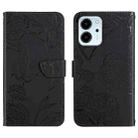 For Honor 80 SE HT03 Skin Feel Butterfly Embossed Flip Leather Phone Case(Black) - 1