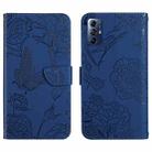 For Motorola Moto G Play 2023 HT03 Skin Feel Butterfly Embossed Flip Leather Phone Case(Blue) - 1