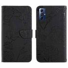 For Motorola Moto G Play 2023 HT03 Skin Feel Butterfly Embossed Flip Leather Phone Case(Black) - 1