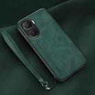 For Honor Play 40 Plus Lamba Skin Feel Leather Back Phone Case with Strap(Deep Green) - 1