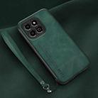 For Honor Play 30M Lamba Skin Feel Leather Back Phone Case with Strap(Deep Green) - 1