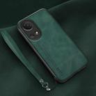 For Honor Play 30 Plus Lamba Skin Feel Leather Back Phone Case with Strap(Deep Green) - 1