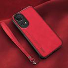 For Honor Play 30 Plus Lamba Skin Feel Leather Back Phone Case with Strap(Red) - 1