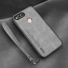 For Honor 7X Lamba Skin Feel Leather Back Phone Case with Strap(Space Grey) - 1