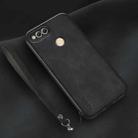 For Honor 7X Lamba Skin Feel Leather Back Phone Case with Strap(Black) - 1