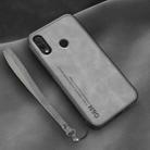 For Honor 8X Lamba Skin Feel Leather Back Phone Case with Strap(Space Grey) - 1
