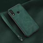 For Honor 8X Lamba Skin Feel Leather Back Phone Case with Strap(Deep Green) - 1