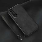 For Honor 20 Pro Lamba Skin Feel Leather Back Phone Case with Strap(Black) - 1