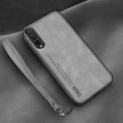 For Honor 20 Lite Lamba Skin Feel Leather Back Phone Case with Strap(Space Grey) - 1