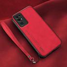 For Honor 30 Lamba Skin Feel Leather Back Phone Case with Strap(Red) - 1