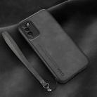 For Honor 30 Youth Lamba Skin Feel Leather Back Phone Case with Strap(Dark Grey) - 1