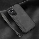 For Honor 50 Lamba Skin Feel Leather Back Phone Case with Strap(Dark Grey) - 1