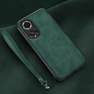 For Honor 50 Lamba Skin Feel Leather Back Phone Case with Strap(Deep Green) - 1