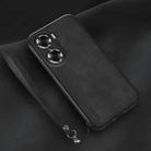 For Honor 60 Pro Lamba Skin Feel Leather Back Phone Case with Strap(Black) - 1