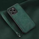 For Honor 60 SE Lamba Skin Feel Leather Back Phone Case with Strap(Deep Green) - 1